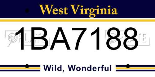 1BA7188 West Virginia License Plate