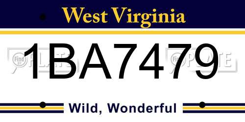 1BA7479 West Virginia License Plate