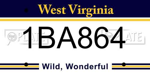 1BA864 West Virginia License Plate