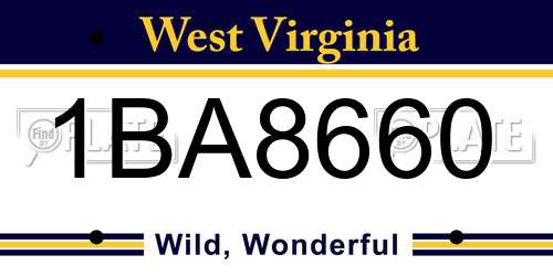 1BA8660 West Virginia License Plate