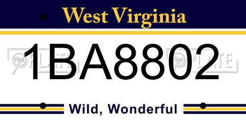 1BA8802 West Virginia License Plate