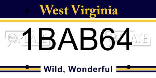 1BAB64 West Virginia License Plate
