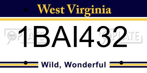 1BAI432 West Virginia License Plate