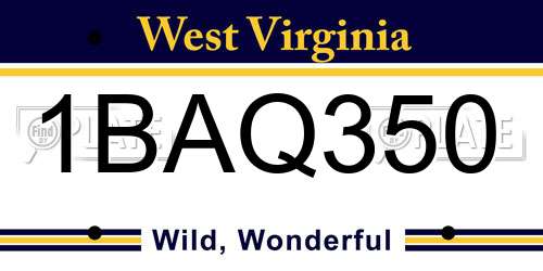 1BAQ350 West Virginia License Plate