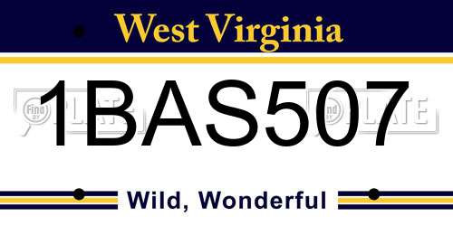 1BAS507 West Virginia License Plate
