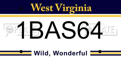 1BAS64 West Virginia License Plate