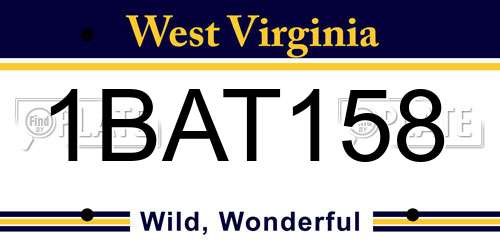 1BAT158 West Virginia License Plate