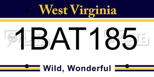 1BAT185 West Virginia License Plate