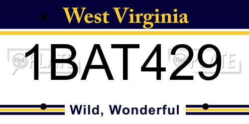 1BAT429 West Virginia License Plate