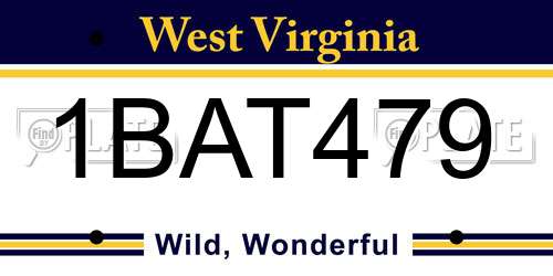 1BAT479 West Virginia License Plate