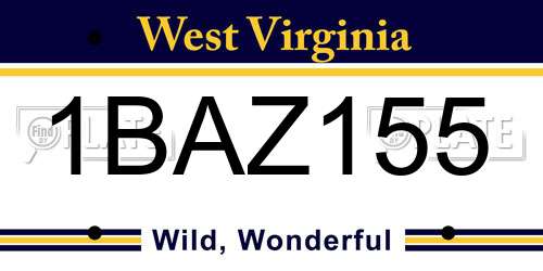 1BAZ155 West Virginia License Plate