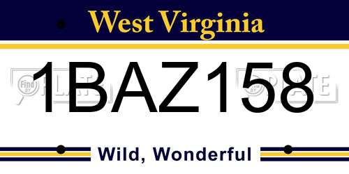 1BAZ158 West Virginia License Plate