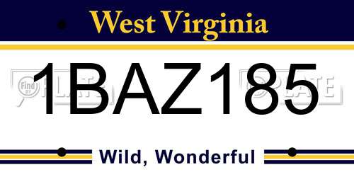 1BAZ185 West Virginia License Plate