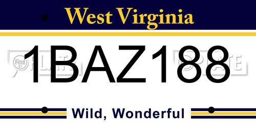1BAZ188 West Virginia License Plate