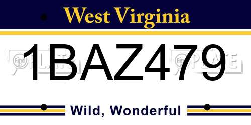 1BAZ479 West Virginia License Plate