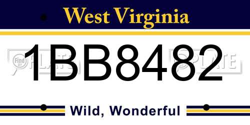 1BB8482 West Virginia License Plate