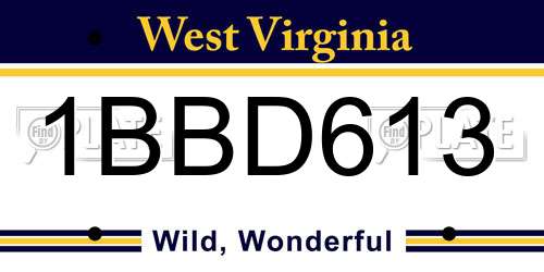 1BBD613 West Virginia License Plate
