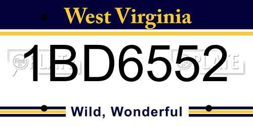 1BD6552 West Virginia License Plate