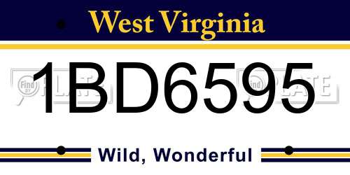 1BD6595 West Virginia License Plate