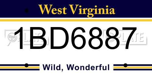 1BD6887 West Virginia License Plate