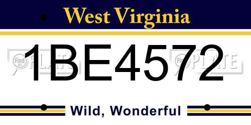 1BE4572 West Virginia License Plate
