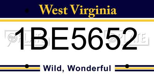 1BE5652 West Virginia License Plate