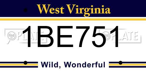 1BE751 West Virginia License Plate