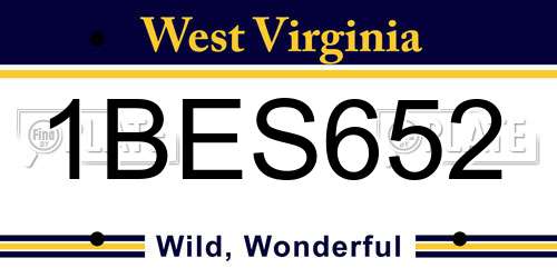 1BES652 West Virginia License Plate