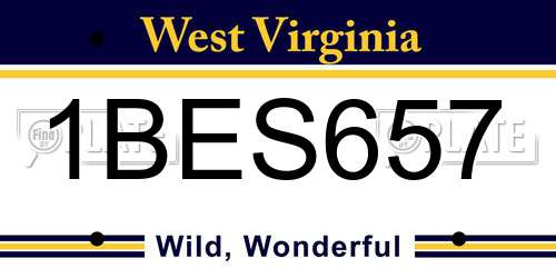 1BES657 West Virginia License Plate