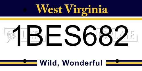 1BES682 West Virginia License Plate