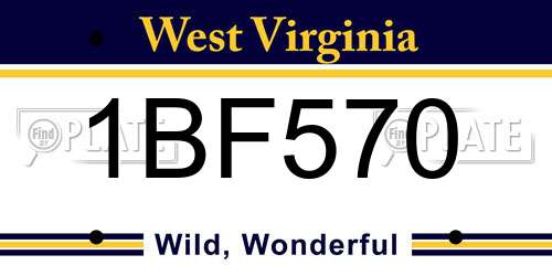 1BF570 West Virginia License Plate
