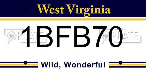 1BFB70 West Virginia License Plate