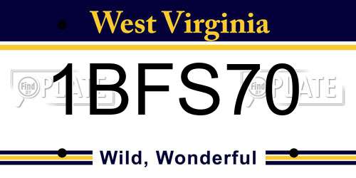 1BFS70 West Virginia License Plate