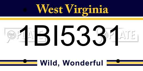 1BI5331 West Virginia License Plate