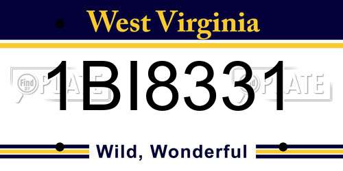 1BI8331 West Virginia License Plate