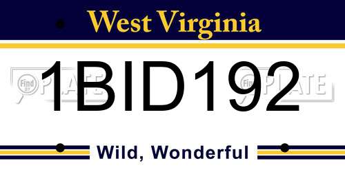 1BID192 West Virginia License Plate