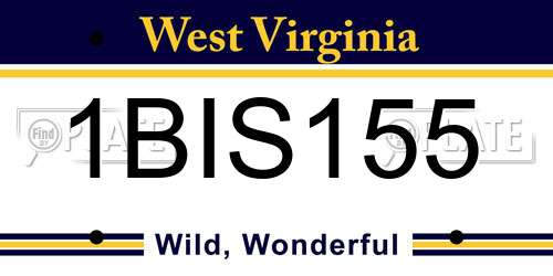 1BIS155 West Virginia License Plate