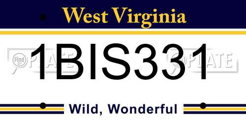 1BIS331 West Virginia License Plate