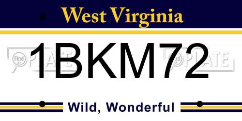 1BKM72 West Virginia License Plate