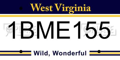 1BME155 West Virginia License Plate