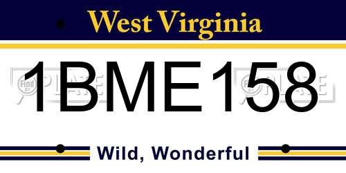 1BME158 West Virginia License Plate