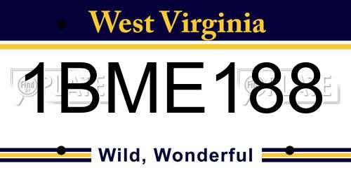 1BME188 West Virginia License Plate