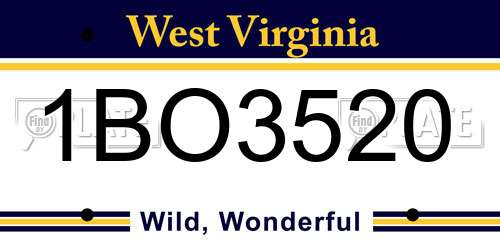 1BO3520 West Virginia License Plate