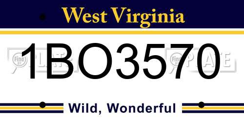 1BO3570 West Virginia License Plate