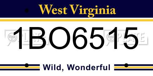 1BO6515 West Virginia License Plate