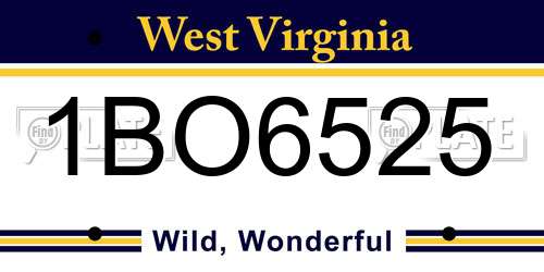 1BO6525 West Virginia License Plate