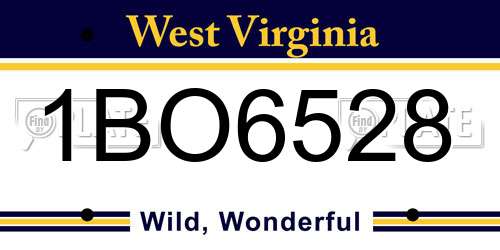 1BO6528 West Virginia License Plate