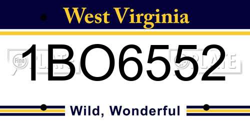 1BO6552 West Virginia License Plate