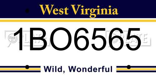 1BO6565 West Virginia License Plate