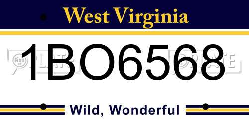 1BO6568 West Virginia License Plate